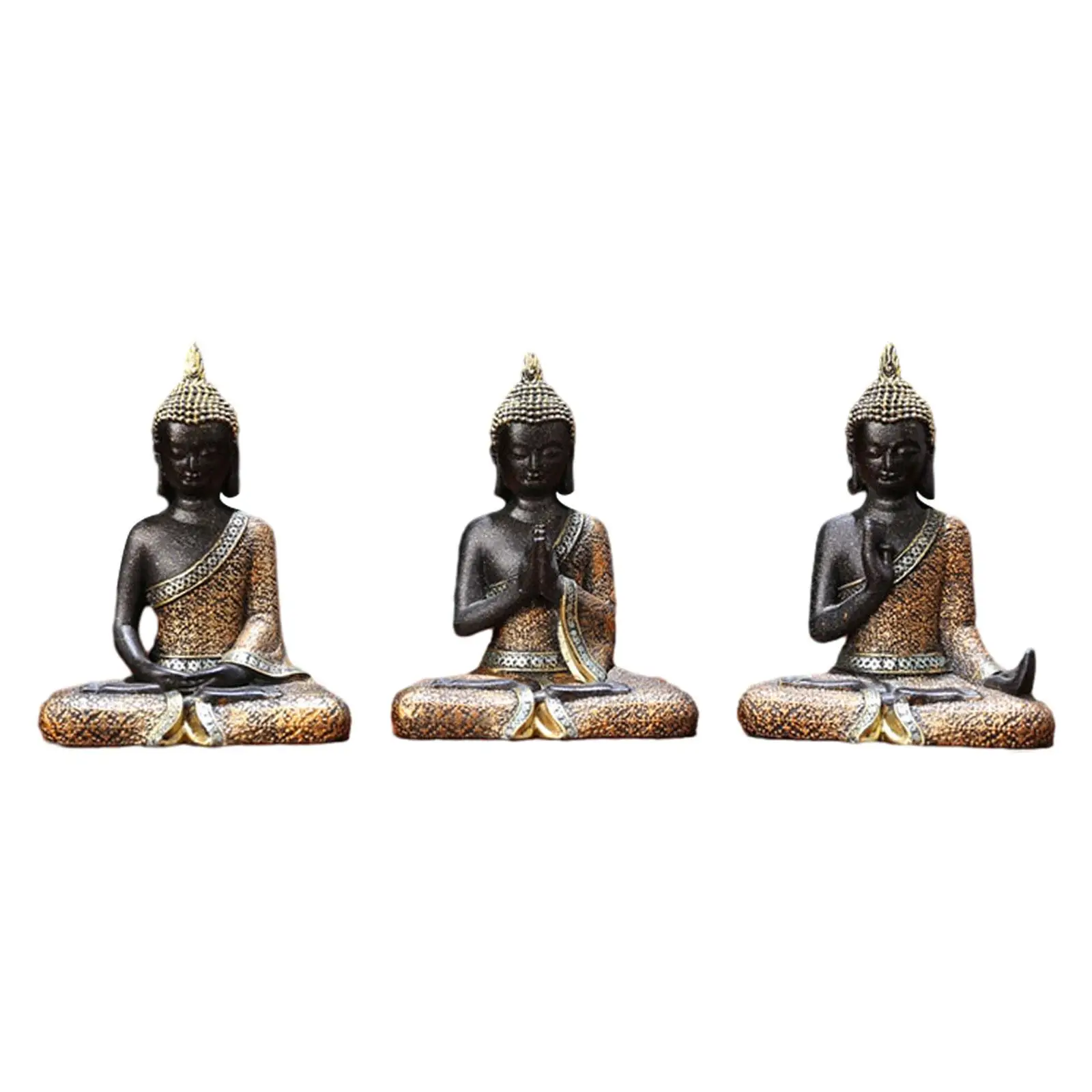 3 Pieces Zen Buddha Statues Desktop Decor Collectibles Figurines, Resin Spiritual Decor, Meditation Decor for Living Room