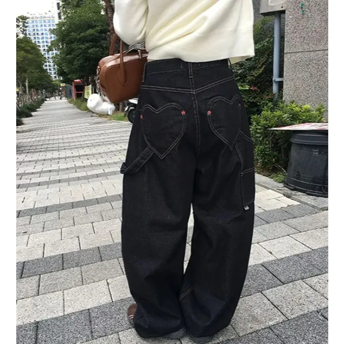 

Красные широкие джинсы с высокой талией, свободного кроя, из 100% хлопкового денима без стрейча, для молодых женщин, весенняя коллекция