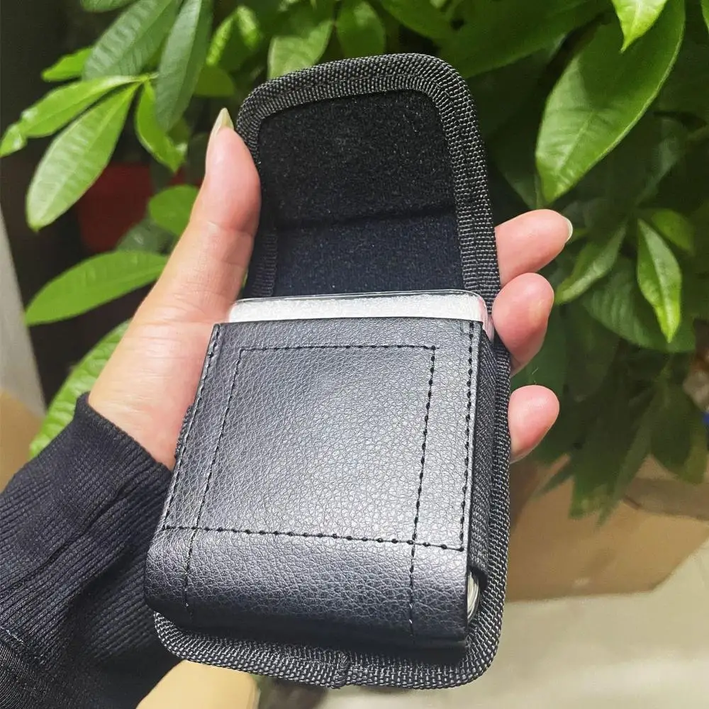 Leather Phone Pouch For Samsung Z Flip 3 5G Belt Clip Oxford Cloth Phone Case For Galaxy Z Flip3 5G Waist Bag