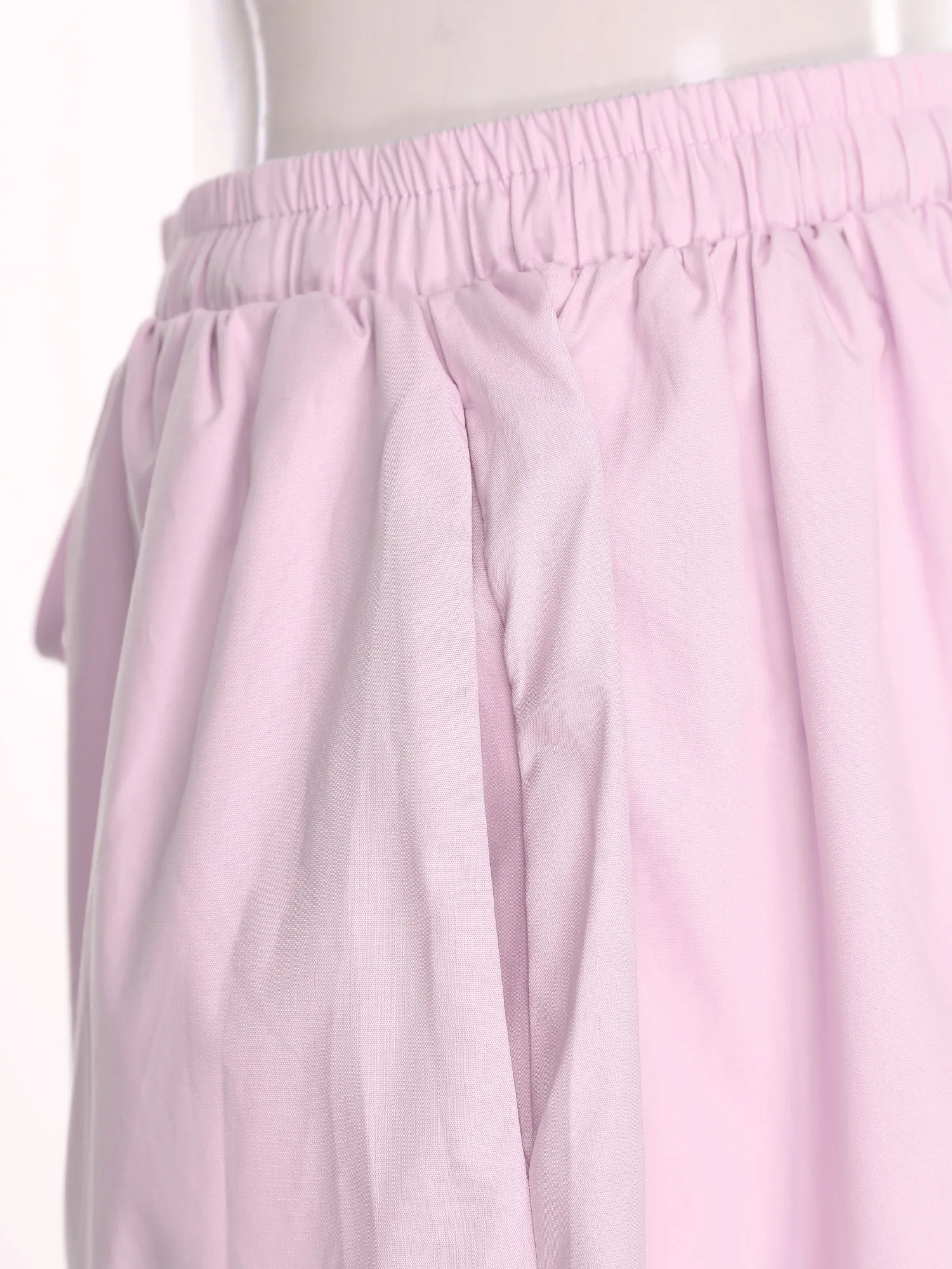Women Casual Soft Lantern Pants Elastic Waistband and Leg Openings Pockets Loose Palazzo Long Pants for Daily Outing Weekend