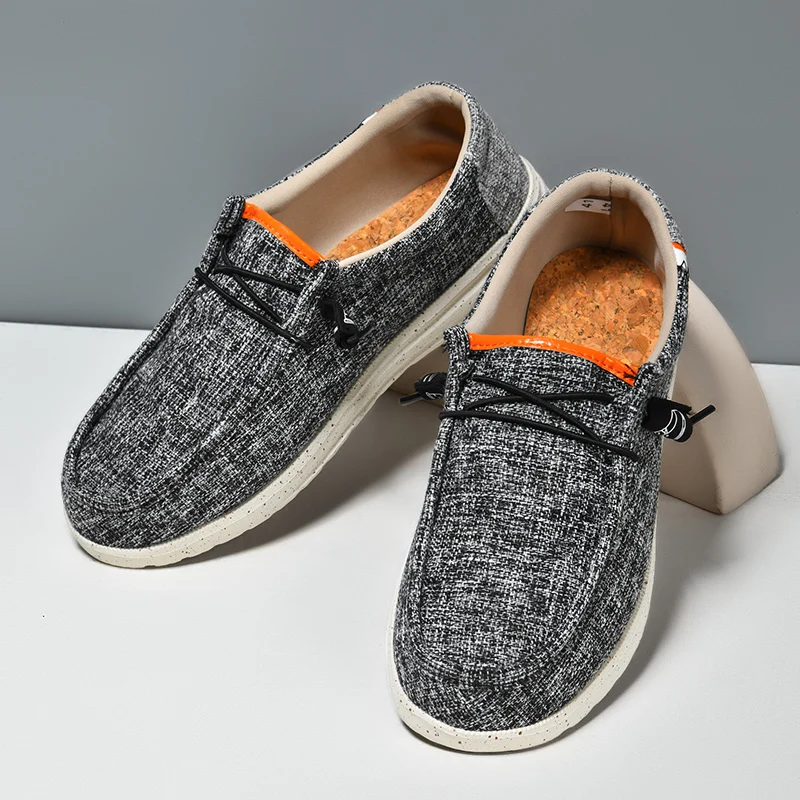 Canvas Herenschoenen Nieuwe Mannelijke Loafer Lichtgewicht Zachte Zool Ademende Slip-On Walking Casual Schoenen Voor Heren Plus Maat 40-48