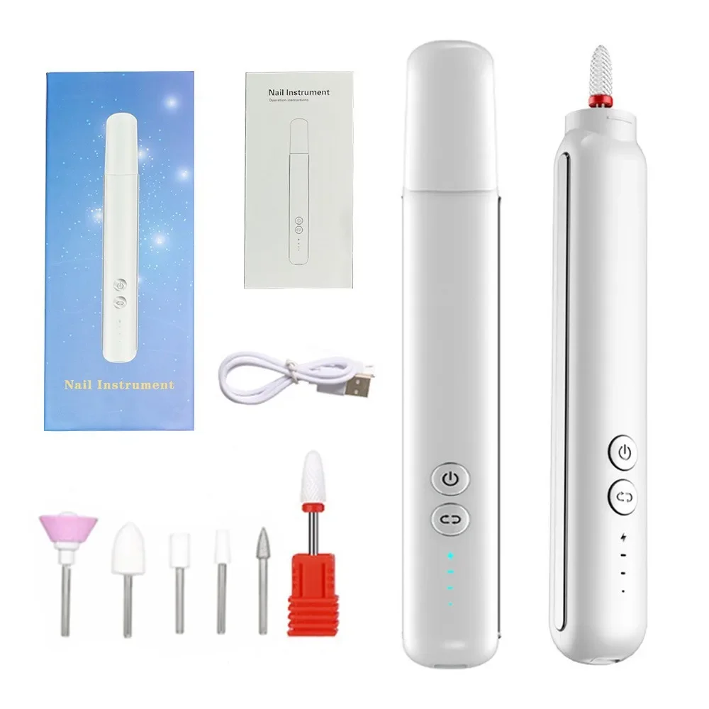 

Portable Rechargeable Pen Style Electric Nail Drill Household DIY Nail Grinding Polishing and Dead Skin Nail Art Grinder Tool