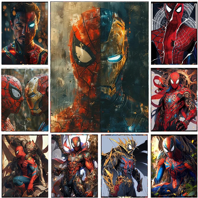 Marvel Diamond Painting Kit Iron Man Spider-Man Diamond Embroidery Handmade DIY  Rhinestones Superheroes Mosaic Home Decoration