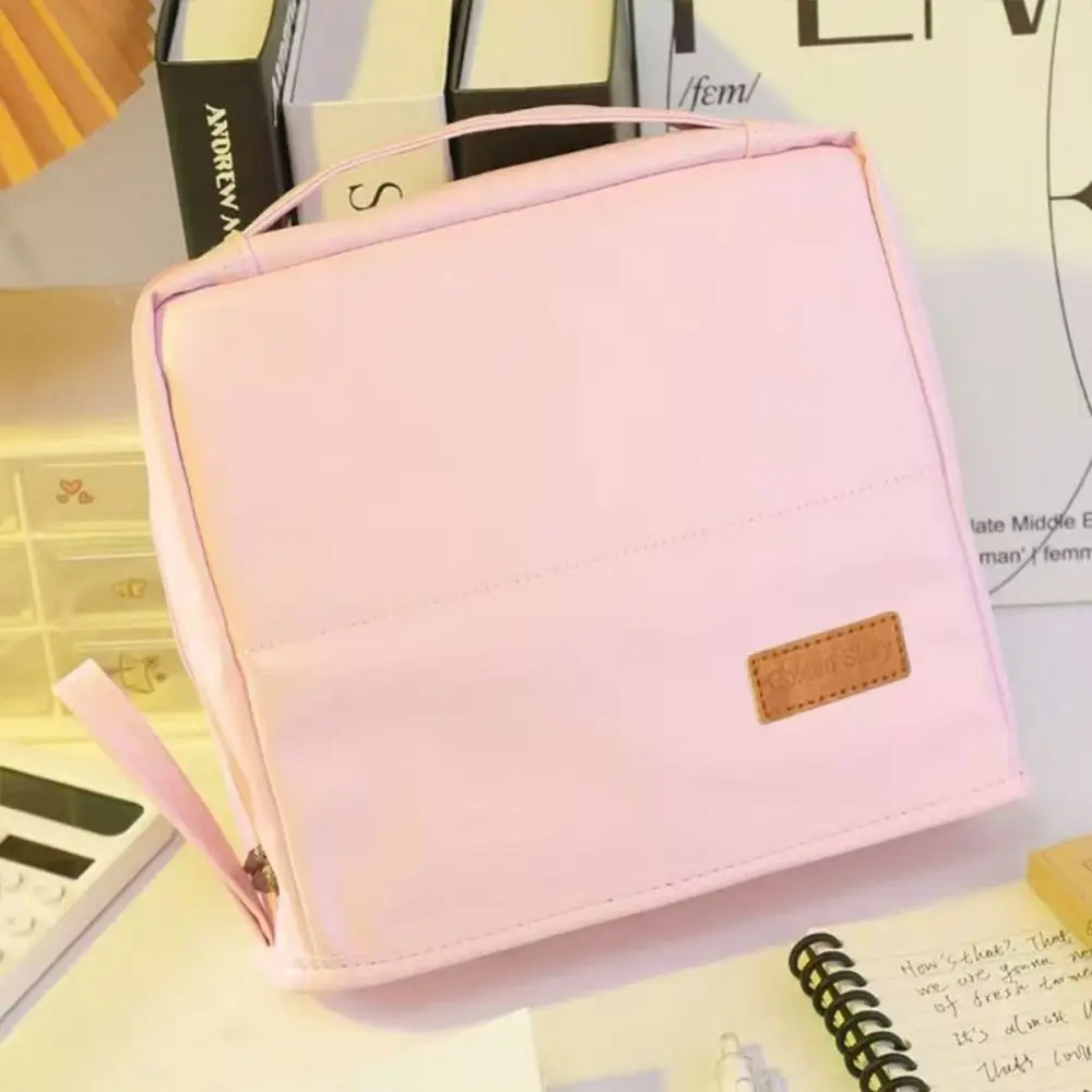 

Creative Portable Cosmetics Storage Bag PU Vertical Travel Makeup Organizer Standable Solid Color Standing Pencil Case Girls