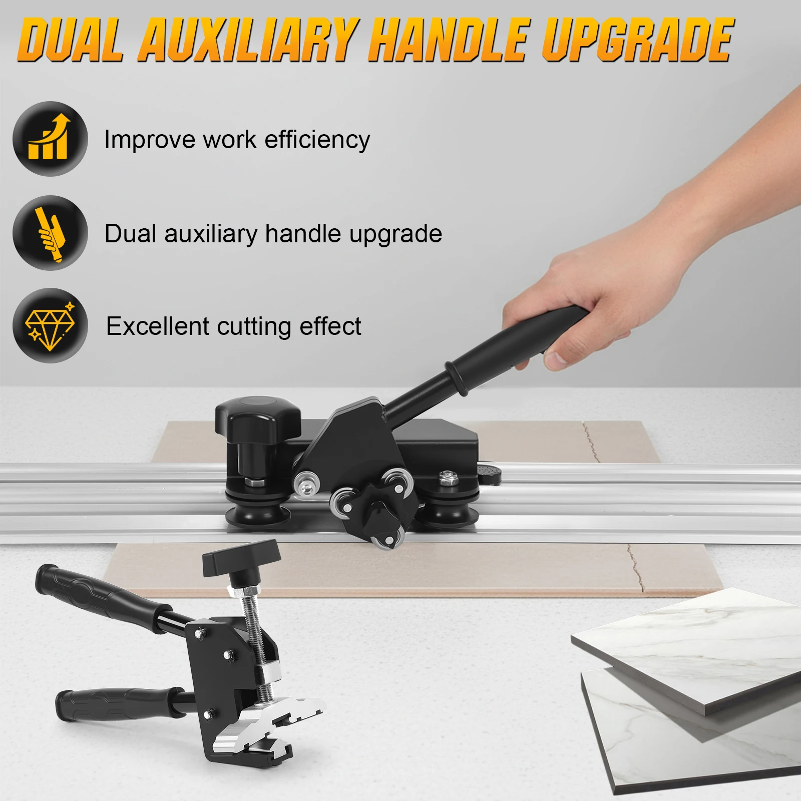 Cortador de azulejos de porcelana e cerâmica de 106 polegadas para azulejos com espessura de até 0,47 polegadas com ventosas integradas para formatos grandes