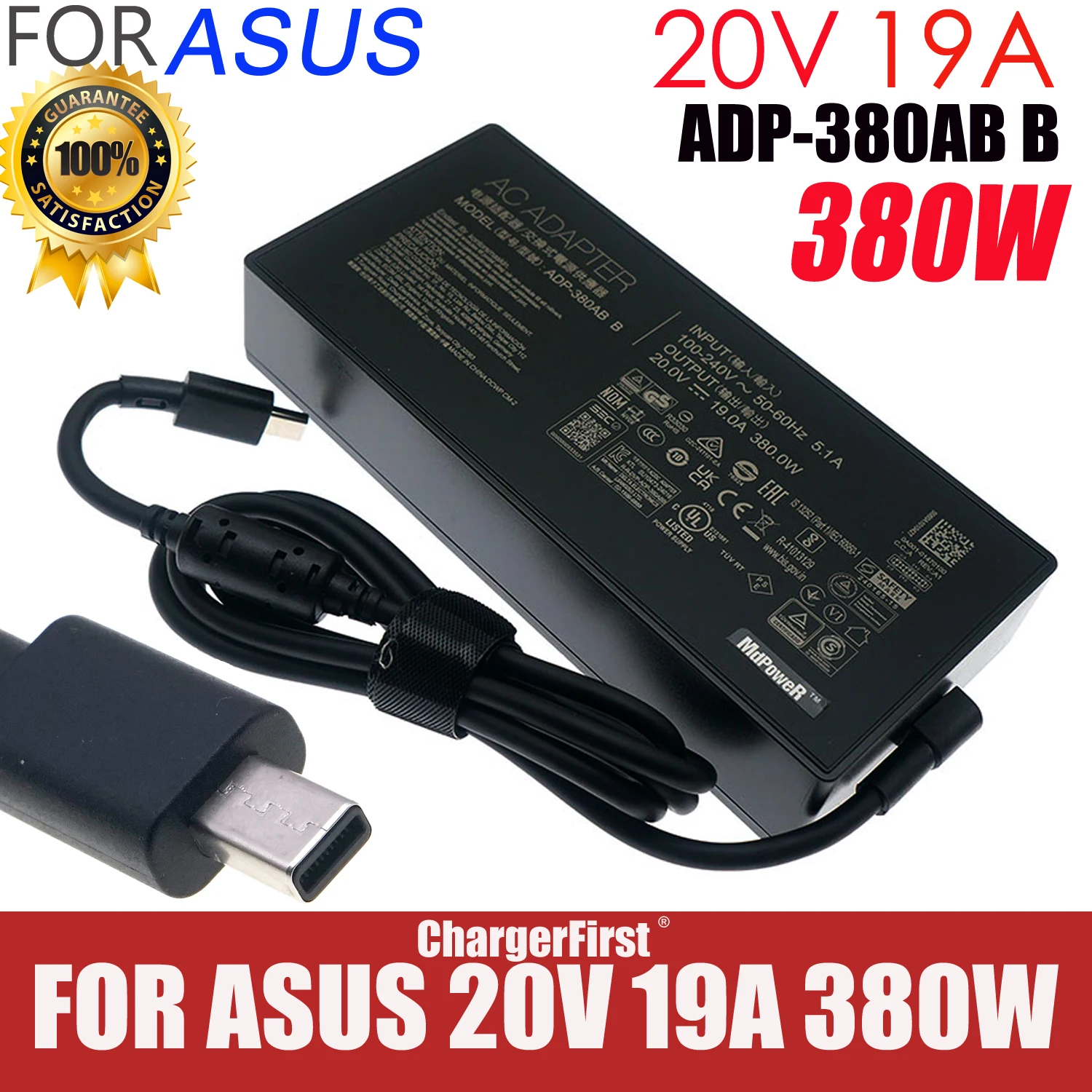 20V 19A 380W AC Adapter for ASUS ROG Strix G18 2025 G815LX RTX5090 G815LW G835LR G835LW G615LW G635LX ADP-380AB B A24-380P1A