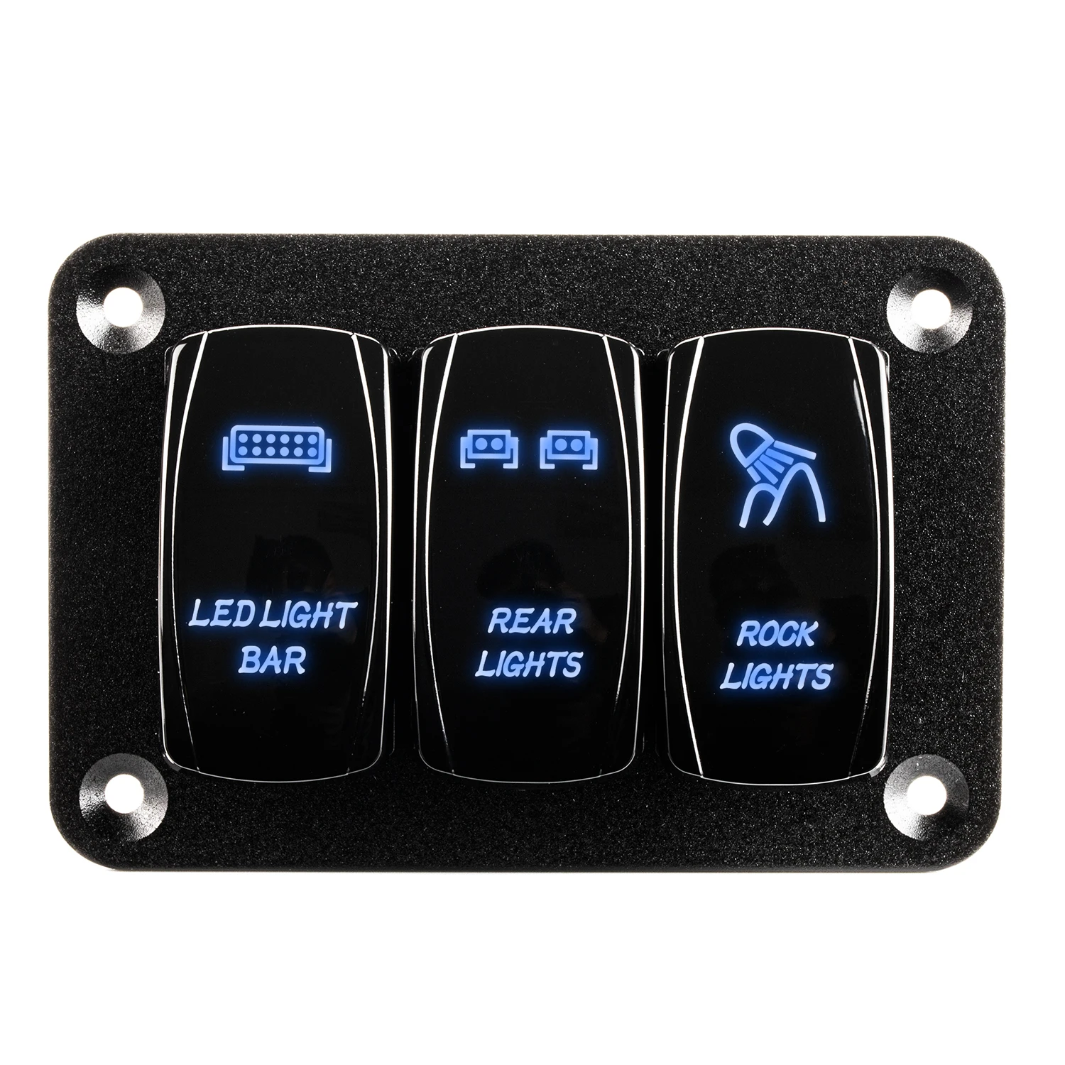 12V 3 Gang On OFF 5 Pins Marine LED Rocker Switch Panel With Lock Red Neon For Boat RV