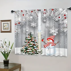 2 Pack Christmas Snowman Snowflake Pattern Curtains for Living Room Kitchen Bedroom Bathroom Dining Room Home Decor Shade Cloth