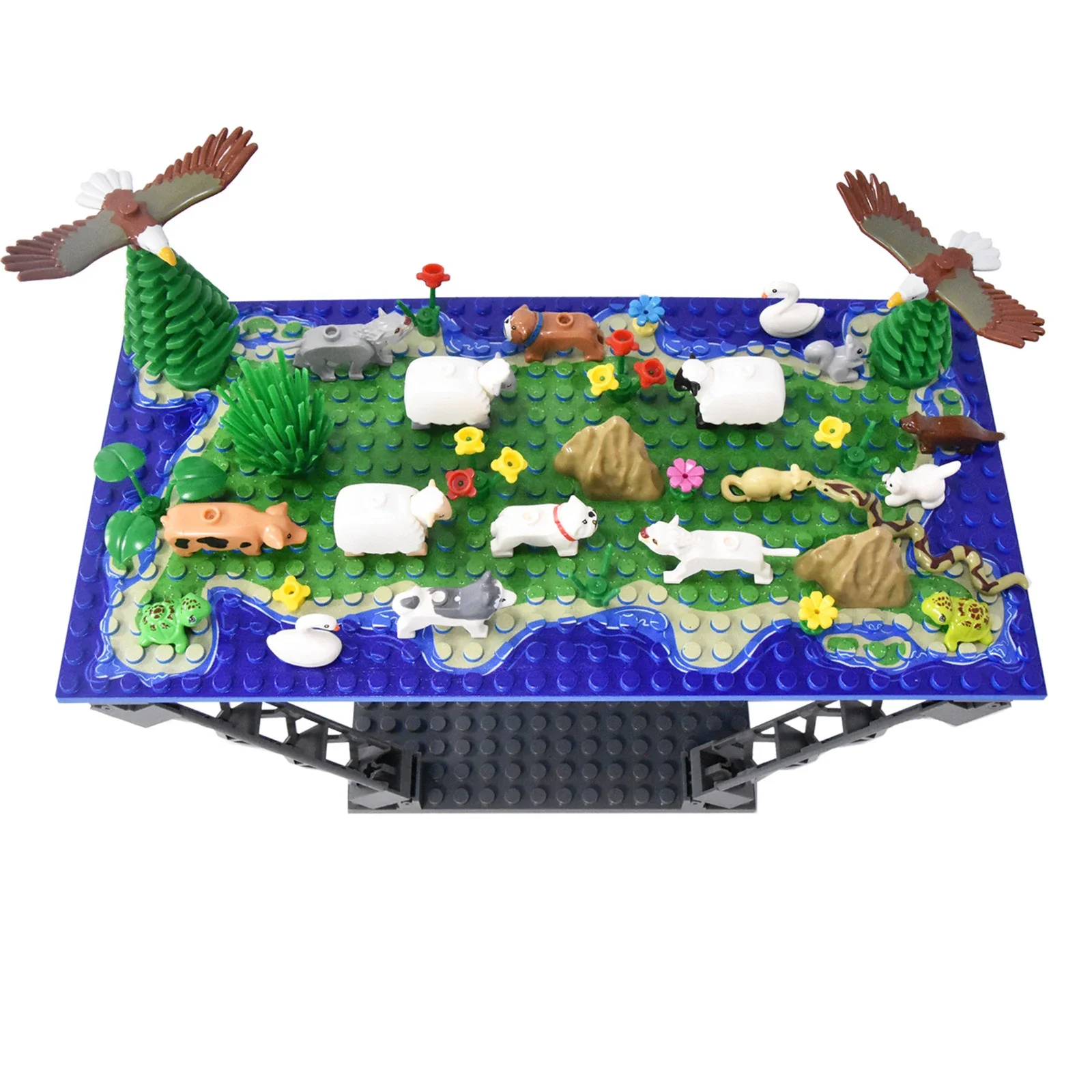 MOC – blocs de construction de modèle créatif Animal Island Paradise, Kits de petites briques, jouets éducatifs de bricolage, ensemble bleu foncé, cadeaux pour enfants