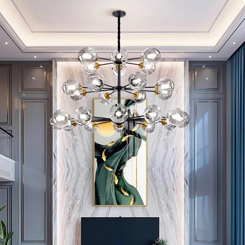 

Modern Nordic Glass Ball LED Chandelier Pendant Lamp for Ceiling Lighting in Living Room Bedroom and Dining Room Decor
