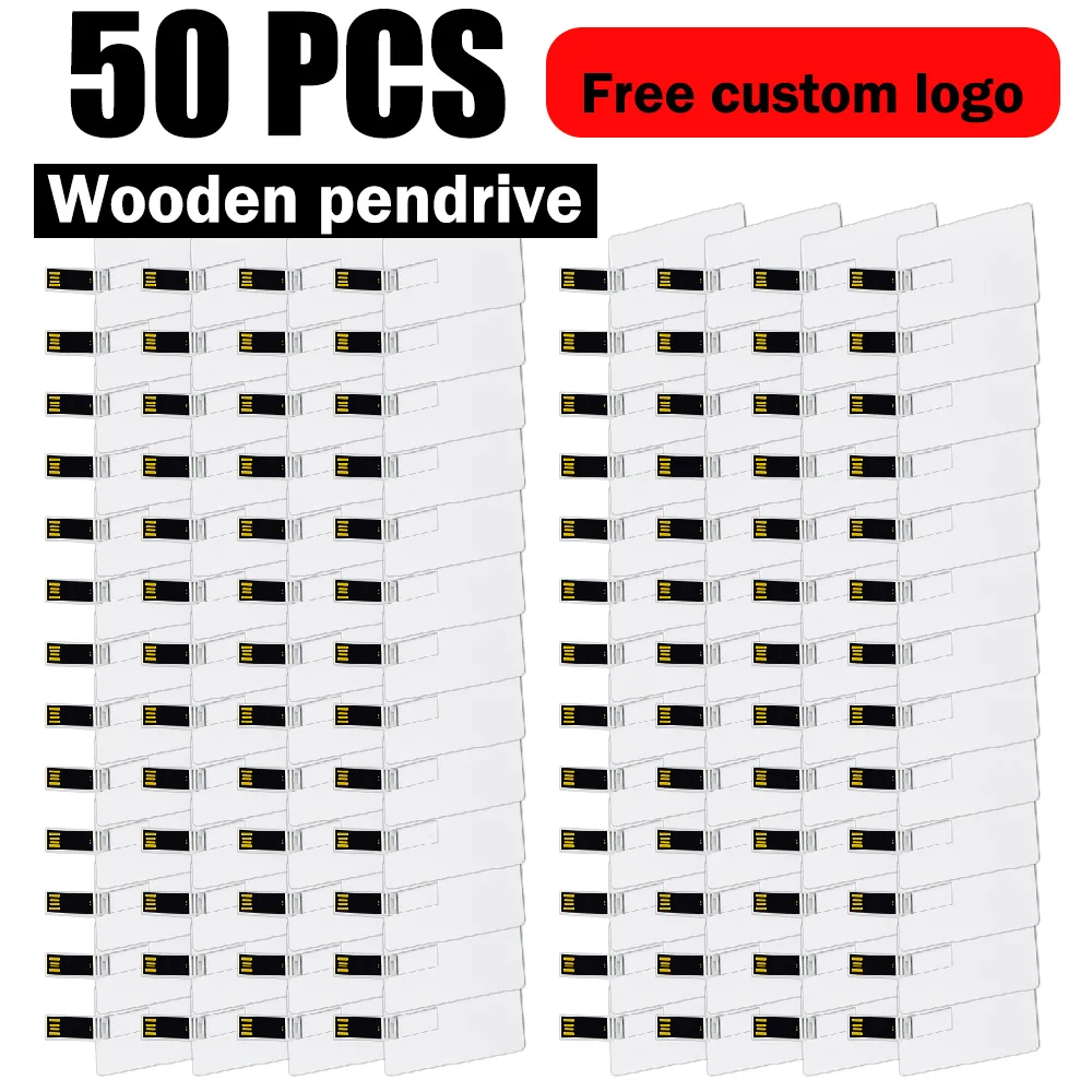 

50PCS Credit Card USB 2.0 Flash Drive 1GB 2GB Memory Storage 4GB 8GB 16GB 32GB 64GB USB 2.0 Pen Drive Custom For Gift USB Disk