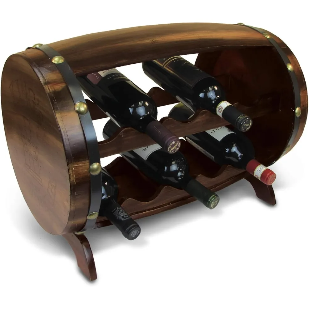 

Napoleon Wine Rack - Freestanding Wooden Barrel Wine Holder for 10 Wine Bottles, Bottle Rack Floor Stand, Table Top, Rustic Cou