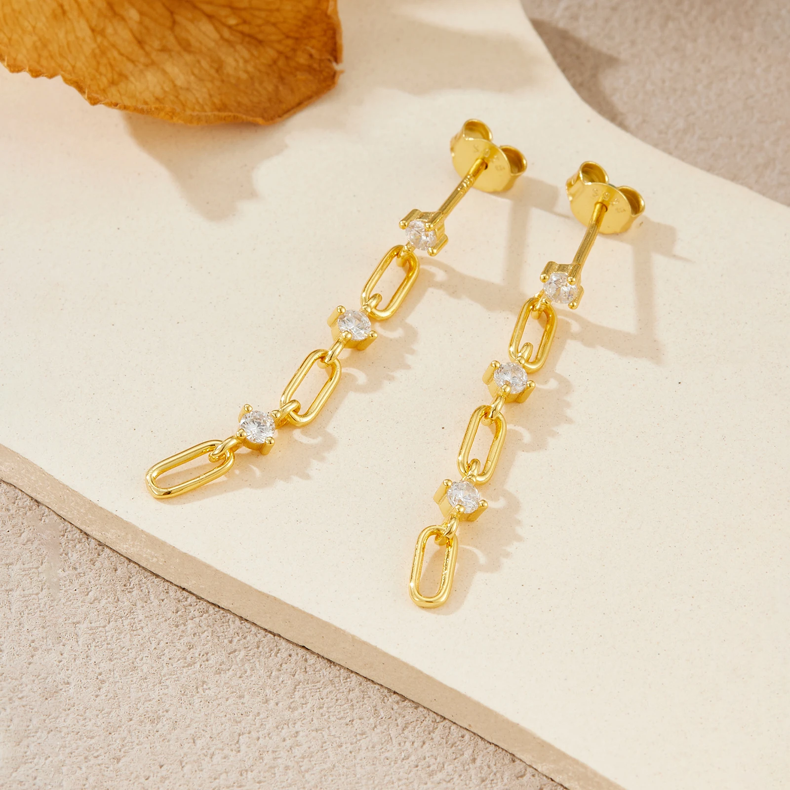 ANDYWEN 925 Sterling Silver Geometric Chain Minimalist Round Zircon Drop Earrings for Women, 2026 New Luxury Dainty Jewelry 2