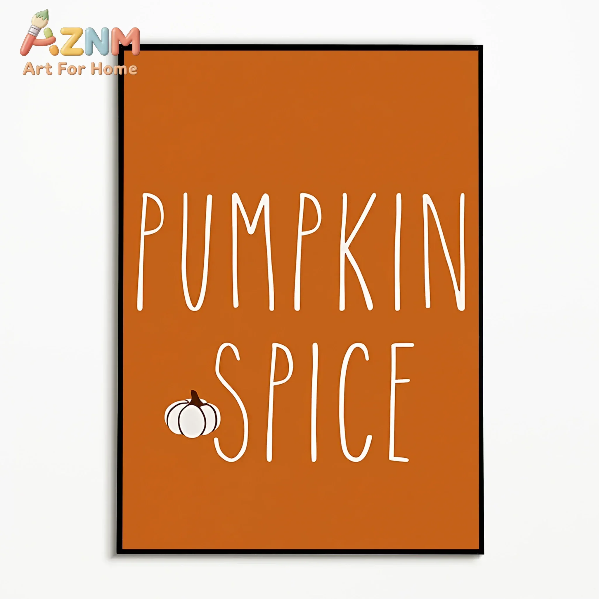AZNM Autumn Canvas Wall Art Pumpkin Maple Leaf Gather & Give Thanks Quote Print Poster Vintage Fall Text Art for Farmhouse Seaso
