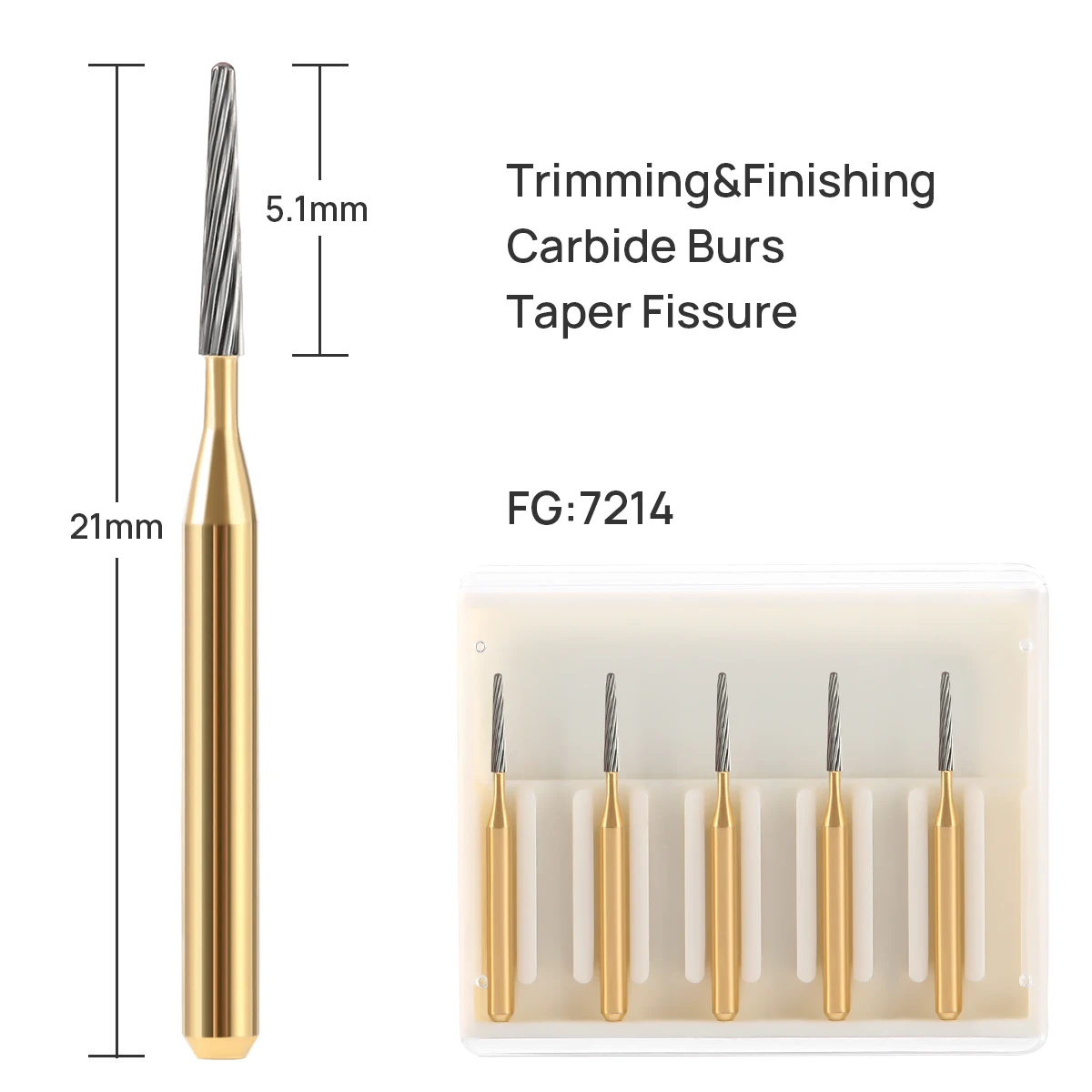 5 Stück/Box AZDENT Dentalbohrer, Hartmetallbohrer FG7114/FG7214/FG7714, Trimm- und Finish-Werkzeug für Hochgeschwindigkeits-Handstücke – Detail 10