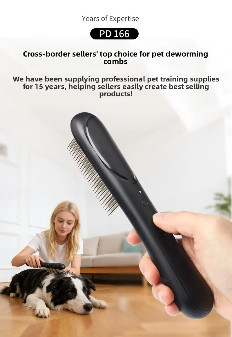 Pet Flea Tick Comb, USB Rechargeable New Safe Painless Lice Removal Indoor Grooming Brush For Small Large Dogs Cats Supplies