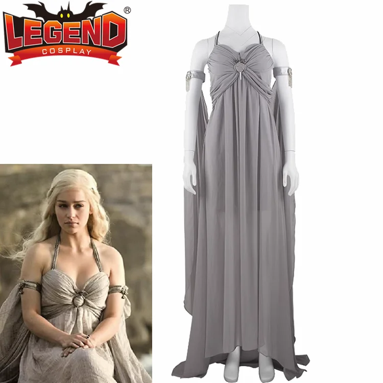 Queen DANIELIS costume Cosplay Grey slip dress Queen Silver Dany Lovely dress for Adult Women Cosplay Costume Moive Costume suit