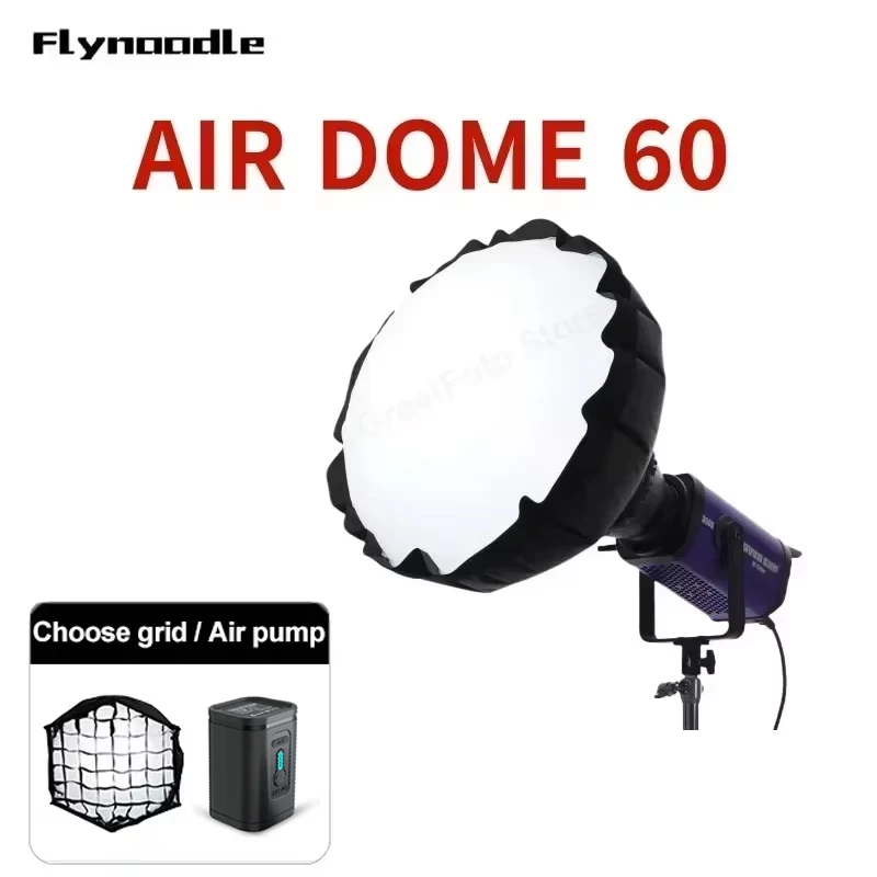 Flynoodle Air Dome 60 Inflatable Softbox Soft Light Box for 18-20cm Standard Cover Bowens Mounts COB Video Light Flash,56x34cm