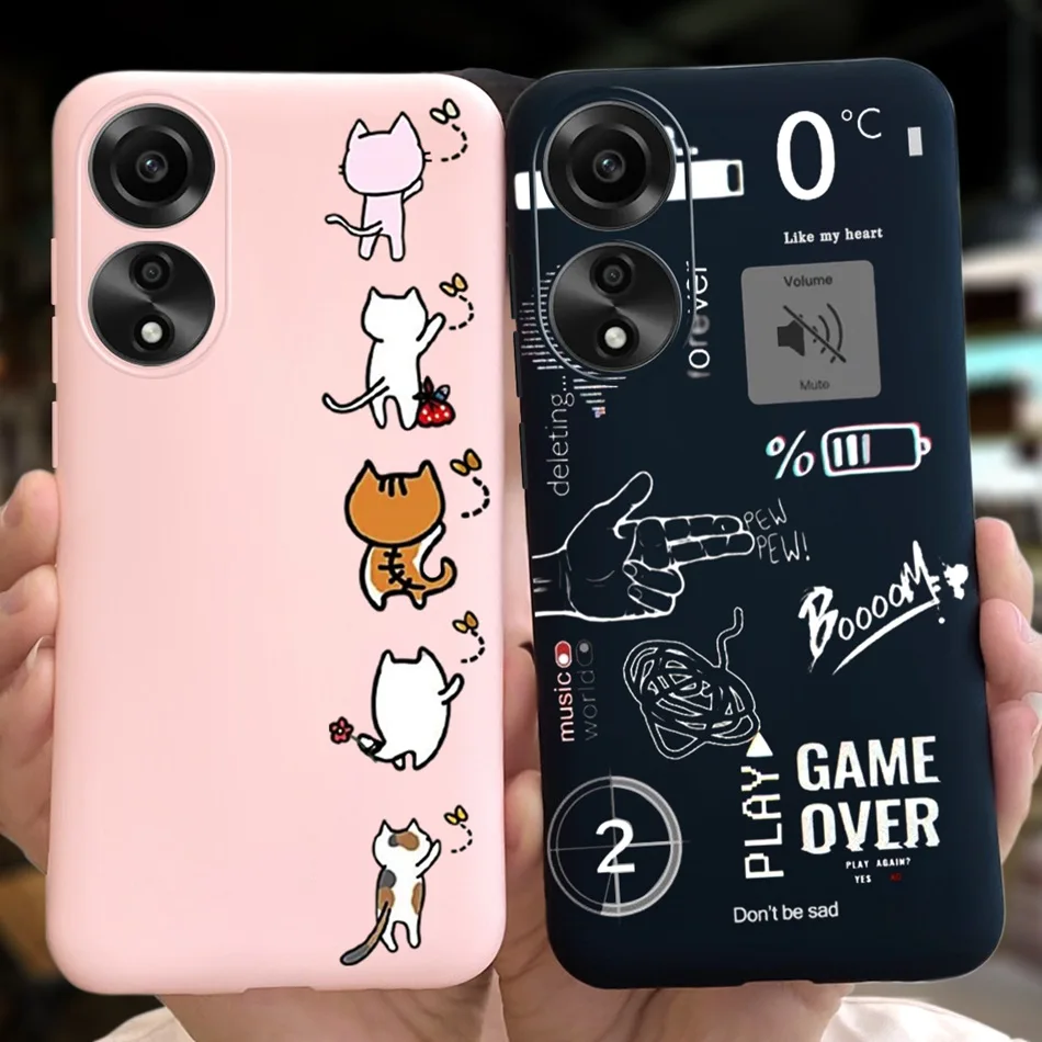 For OPPO A78 4G Case OppoA78 A 78 4G CPH2565 Cute Cartoon Soft Silicone TPU Phone Back Cover