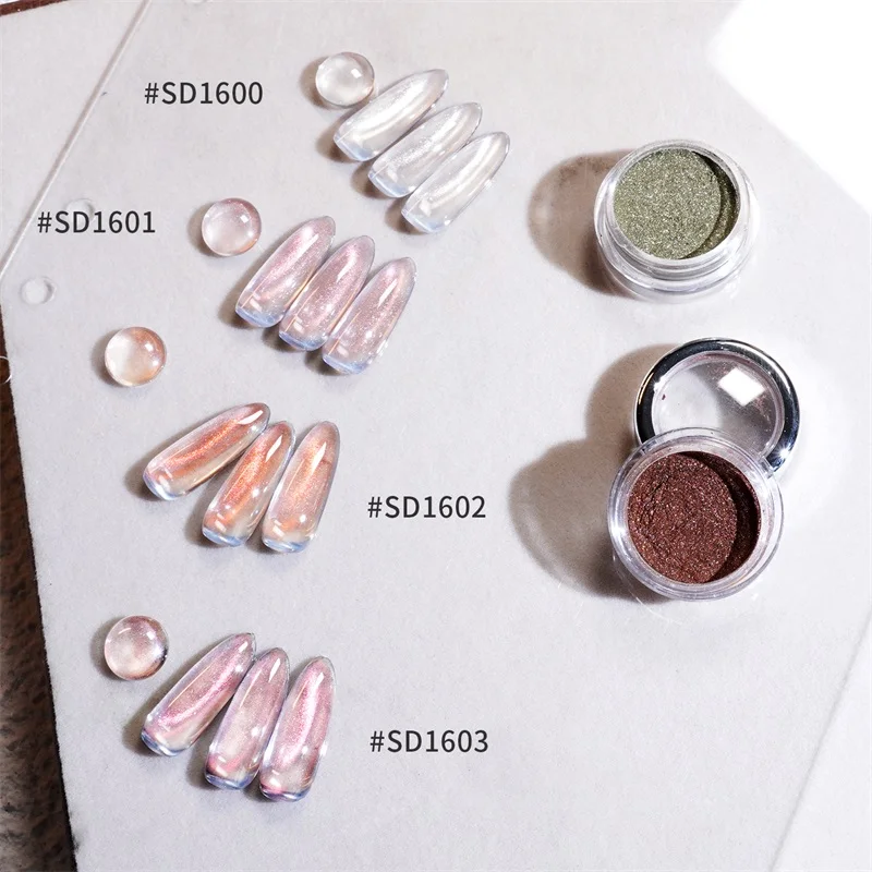 HNDO جديد 12 لون عين القط مسحوق مغناطيسي مسمار الفن بريق لطلاء الجل تصميم احترافي الصباغ فرك الغبار