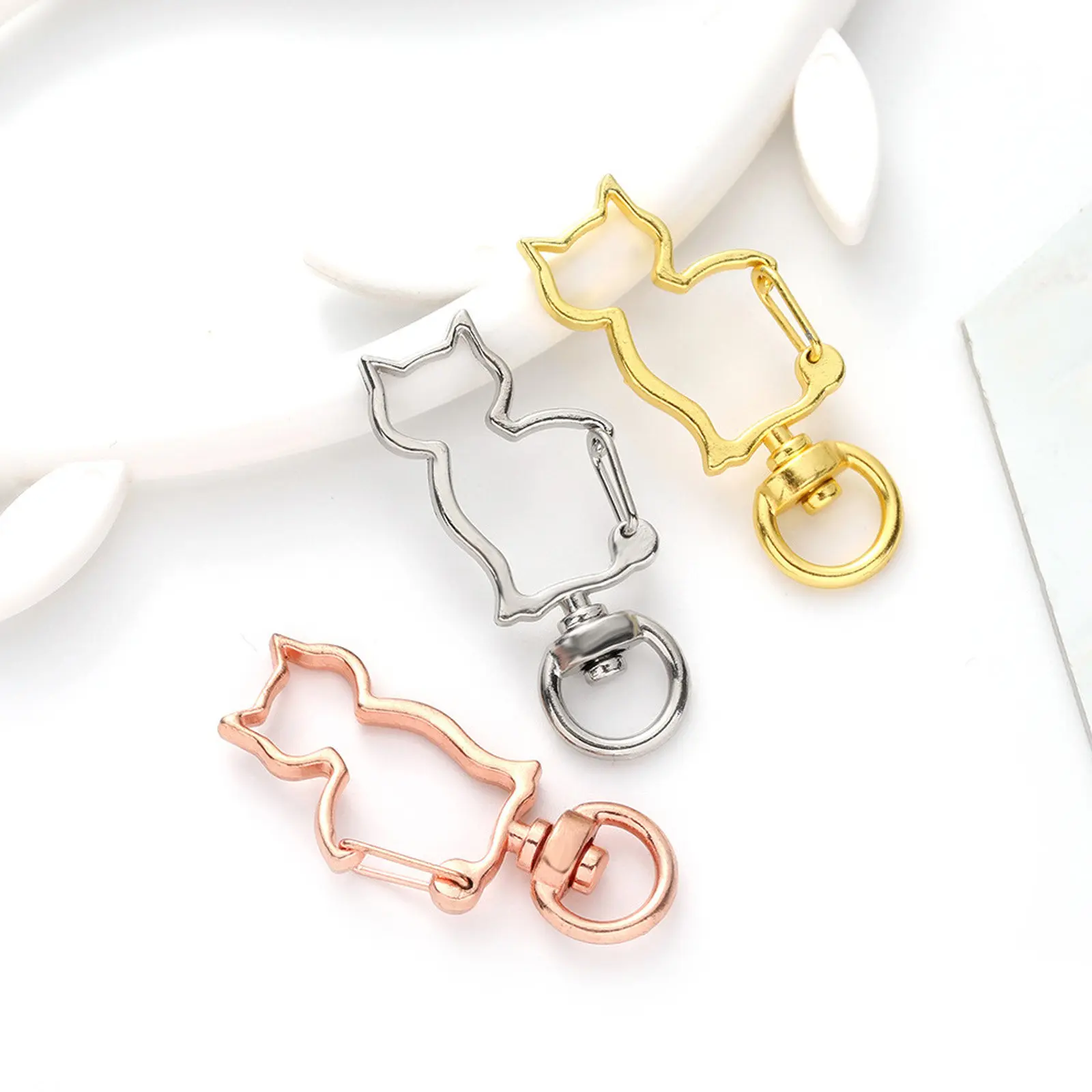 

40Pcs Metal Cat Shaped Snap Hook Keychain Clips Alloy Key Rings DIY Jewelry Accessories Swivel Snap Clasp for Key Chains Bags