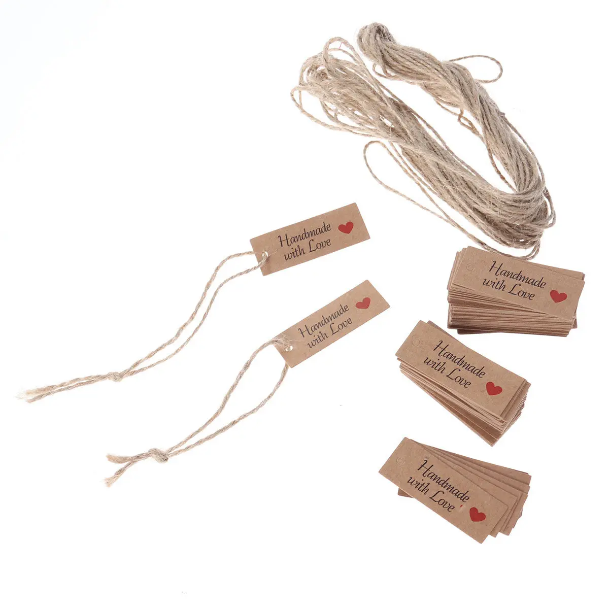 100Pcs Kraft Hang Tags 5.1x1.9cm Includes Twine for Gift Bags Wedding Favors Scrapbooking Baking Labels Crafts