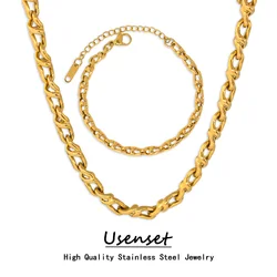 USENSET New Personalized Pure Copper Necklace Simple Design Link-Chain for Women's Neck Accessories