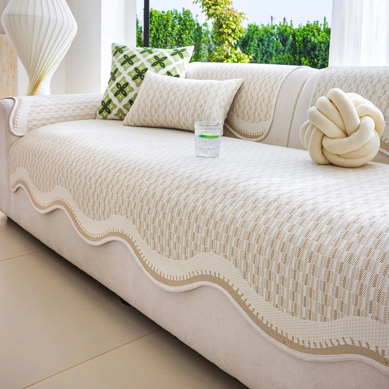 2026 New Ice Silk Sofa Cushion Special-shaped High Quality Cool Non-slip Sofa Cover Summer Straight Row Living Room Dustproof