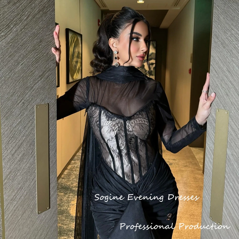 Vestidos de noite de renda sexy, gola alta, até o chão, respirável, chiffon, فسات evi -.ikki, vestidos longos de festa de coquetel de renda