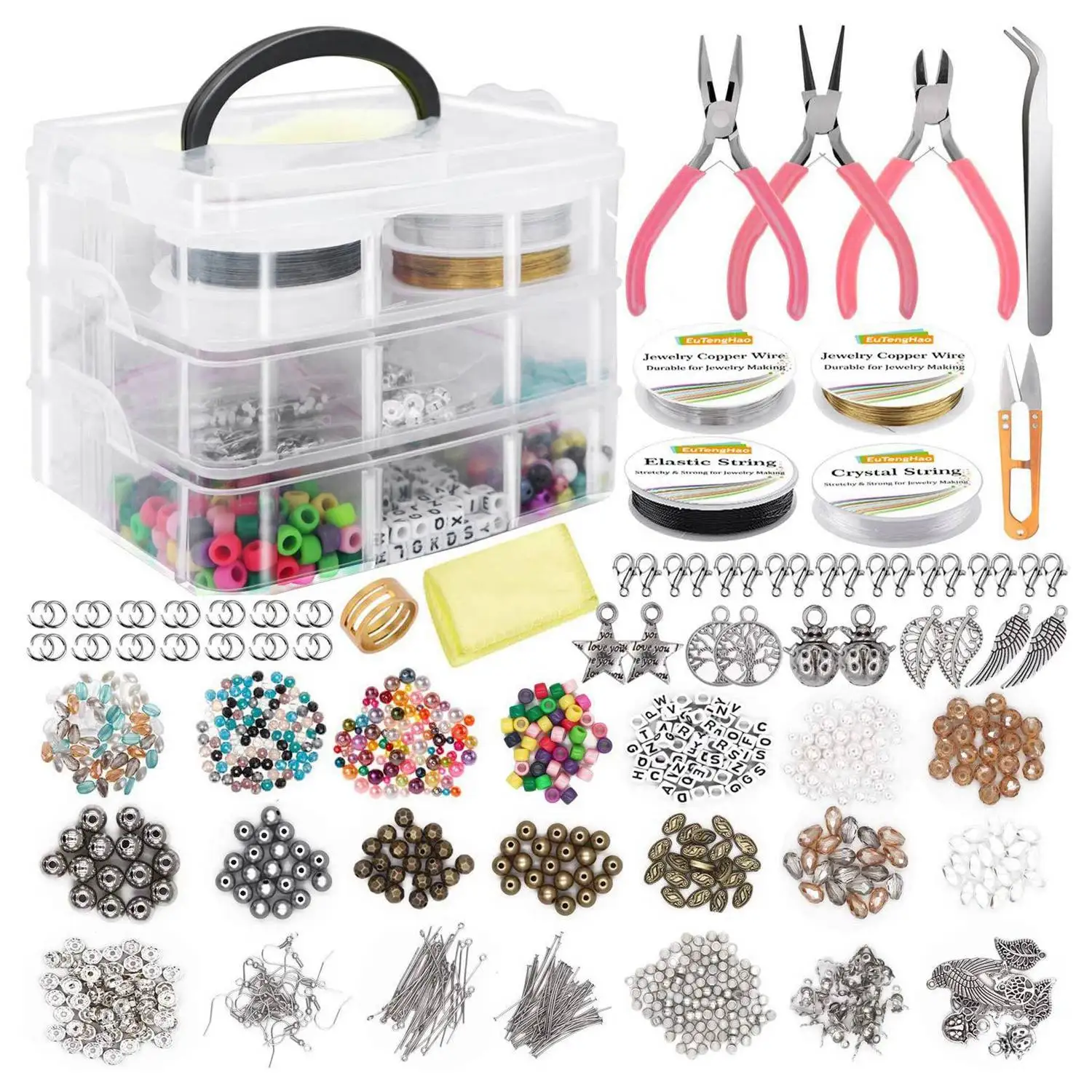 1171 Pcs Jewelry Making Kit for Necklace Earring Bracelet Making Repair Jewelry Making Tools Kits for Girls and Adults