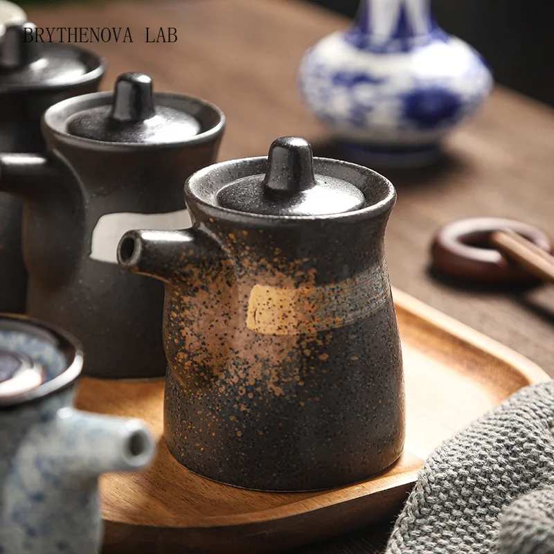 Creative Irregular Gilded Ceramic Oil Bottle Condiment Bottle Japanese Sauce Soy Vinegar Olive Oil Jar Kitchen Utensils