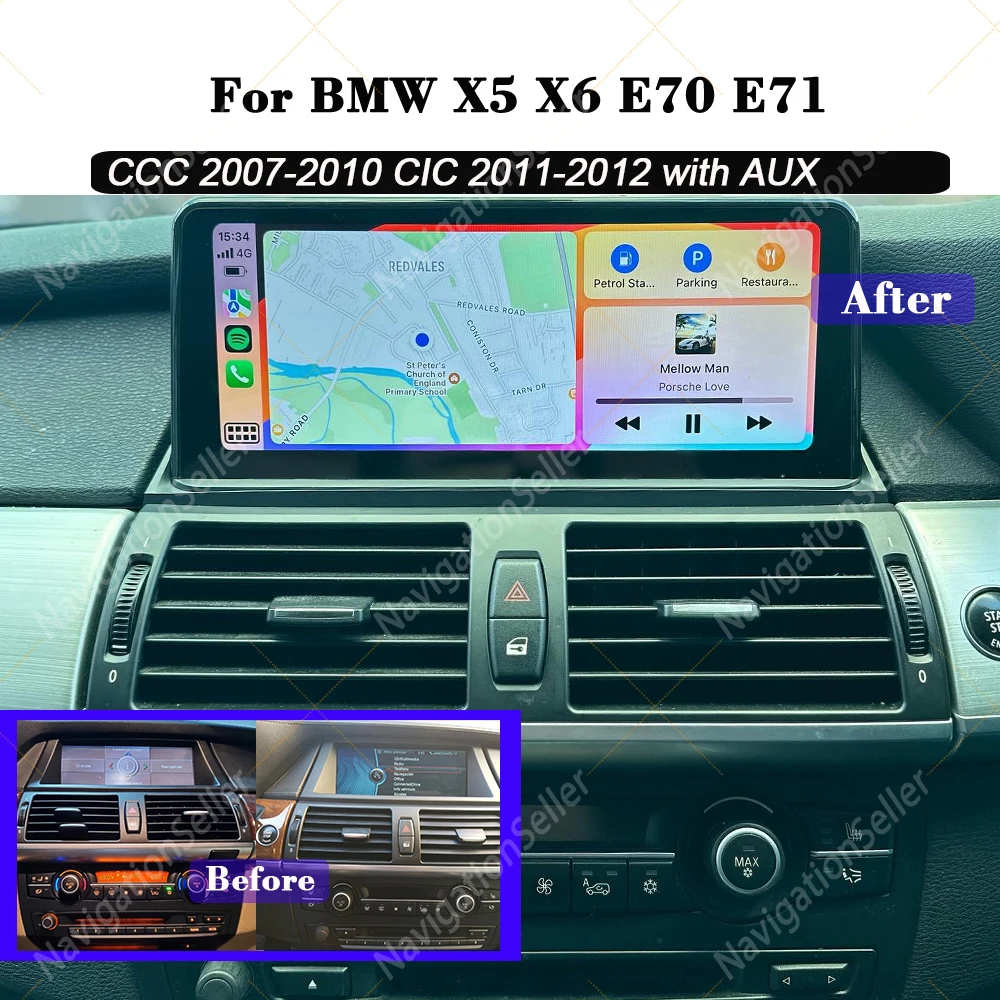 

Android Auto 10.25 Touch Screen CarPlay For BMW X5 E70 CCC CIC 2007-2013 Android System Wireless Multimedia Display Radio GPS BT