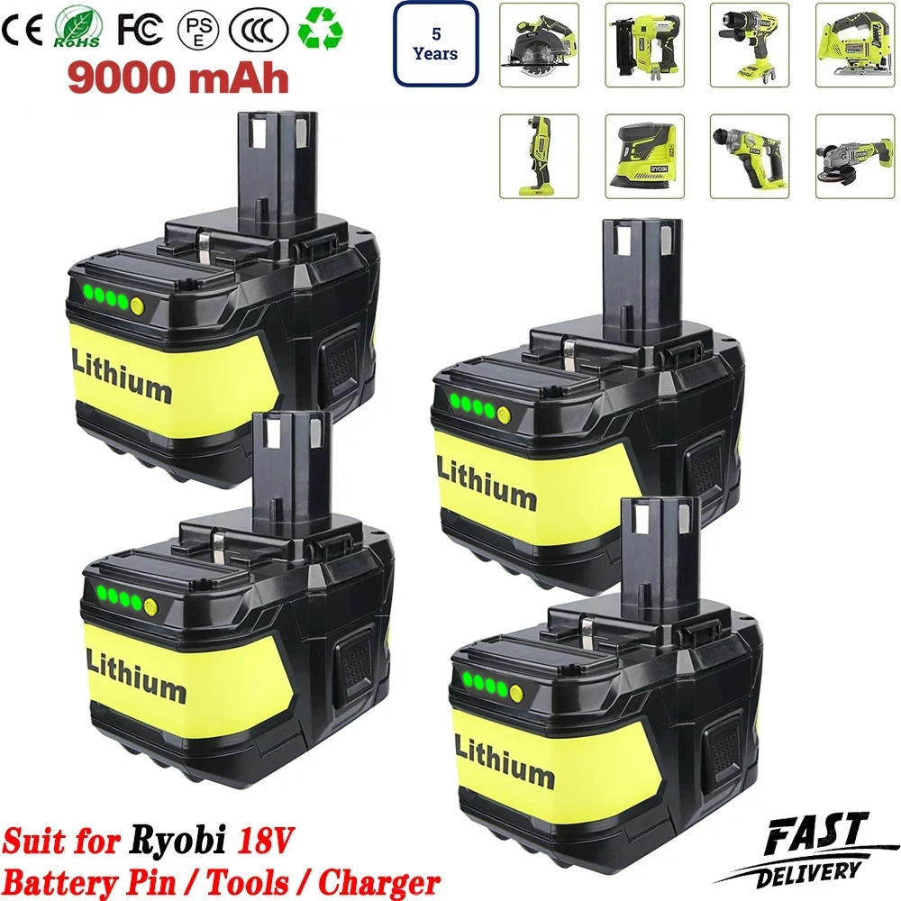 

1/2/4Pcs 9.0Ah P109 Replace for Ryobi 18V Battery Pin Compatible for Ryobi 18V Plus Cordless Tools P108 P107 P105 P103 P102
