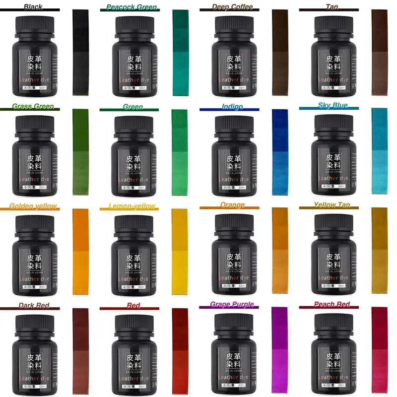Image of 16 Farben 30 ml Lederfarbe Pigmentfarbe Flüssiges Leder Reparaturrenovieren für Sitztasche Schuhe Turnschuhe Leder Hautpflege Handwerk