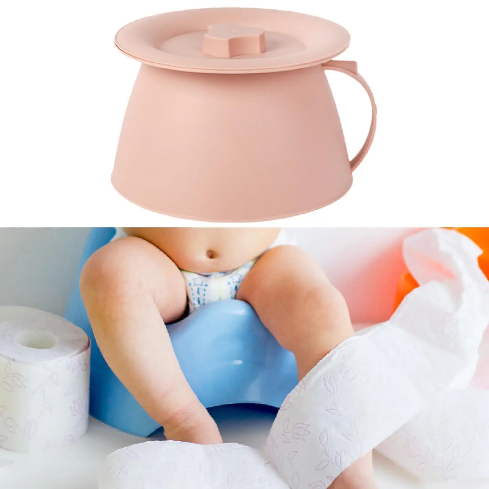 Home Chamber Pot Portable Spittoon Urinal with Lid Adult Potty Easy to Use Washable PP for Travel and Bedside