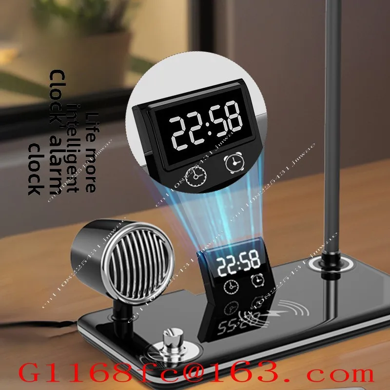 Four in One Multifunctional Music Desk Lamp 15W Wireless Charging Desk Lamp LED Three Speed Adjustable Eye Protection Desk Lamp