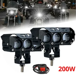Motorcycle Auxiliary Spotlight Fog Lights Working Led Bulb 200W Super Bright Lighthouse Bicycle for Off-road 24v ATV SUV UTV