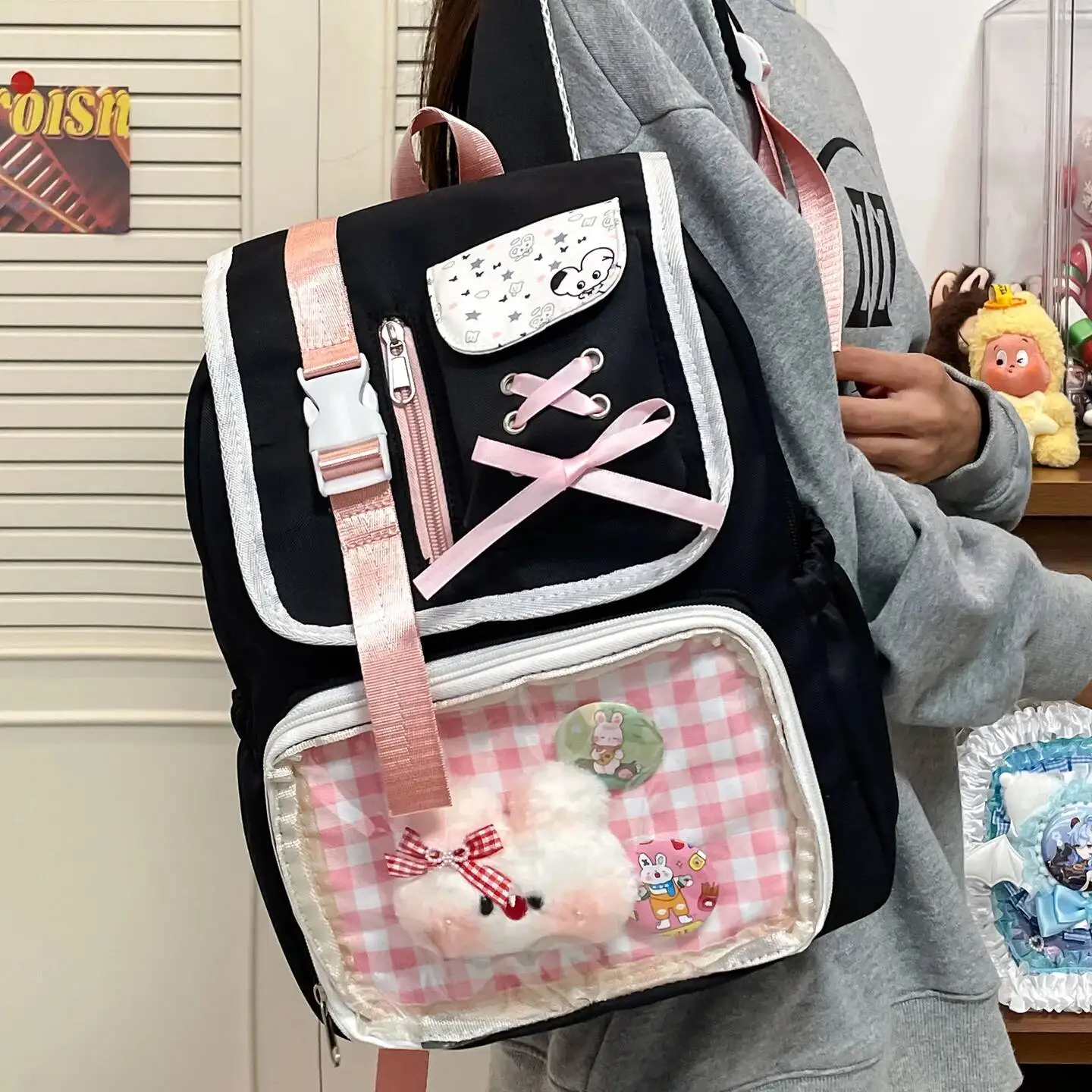 

New Y2K Ita Backpacks Cute Girls Transparent Bags Students DIY Display Schoolbag Large Capacity Knapsack Casual Travel Rucksacks
