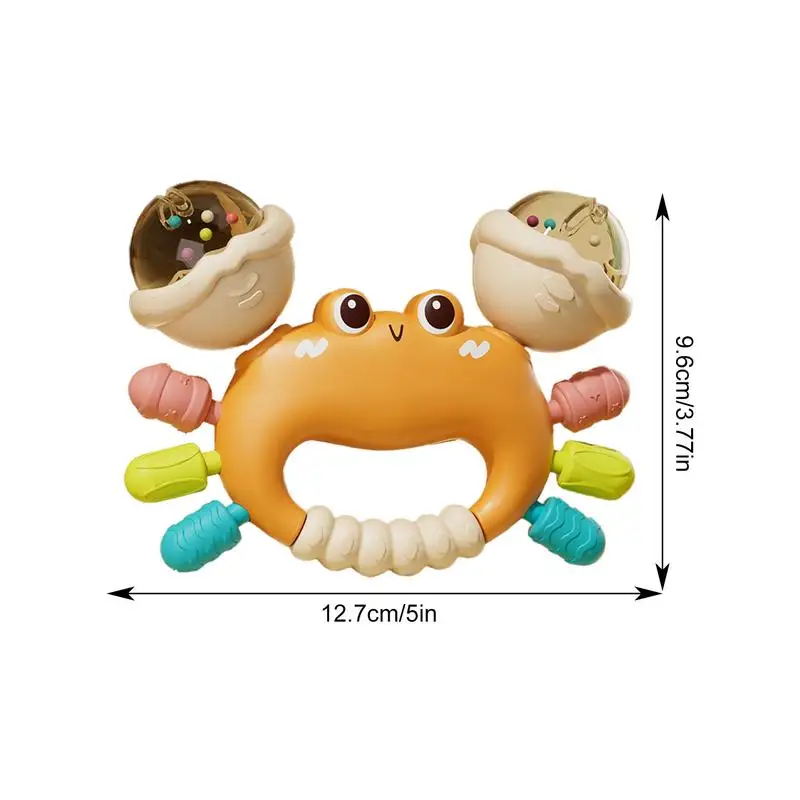 Crab Rattle Toy Montessori Baby Developmental Sensory Teething Toys Crab Hand Finger Press Pull Toy Teether Rattle Baby Toys