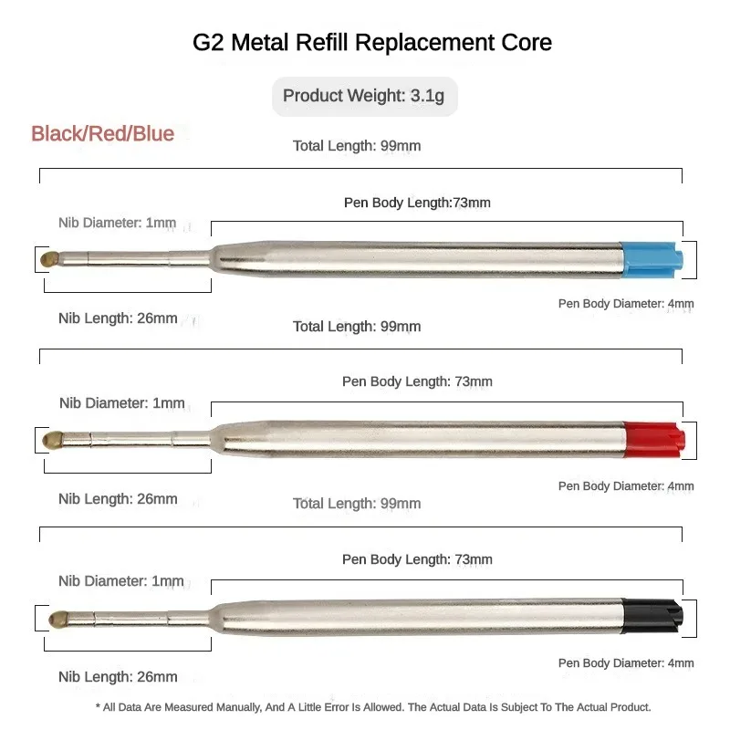 Imagem -02 - Substituível Caneta Metal Recargas Escritório Especial e Negócios Caneta Esferográfica Varas de Recarga para Escrita Papelaria 95 cm 10 mm 20 Pcs 50 Pcs 100 Pcs