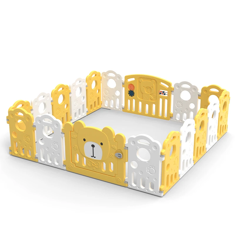 

Indoor Folding Safety Strong Base Wooden Baby Fence Playpen With Door Gate Playground