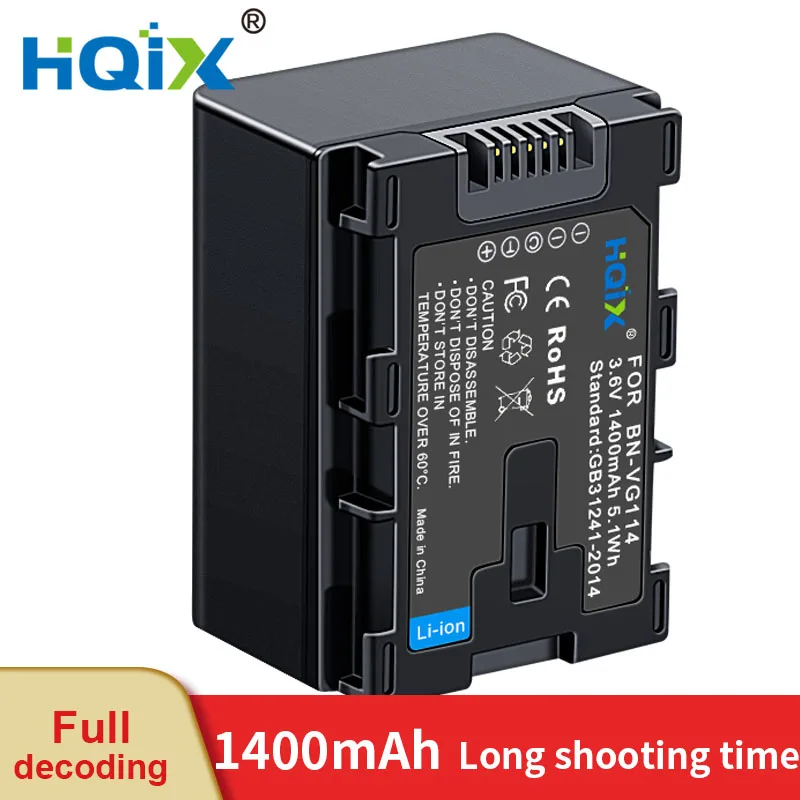 HQIX for JVC GZ-HM30 HM50 HM300 HM320 HM330 HM545 HM450 HM550 HM570 HM670 HM650 HM855 HM870 Camera BN-VG114 Charger Battery