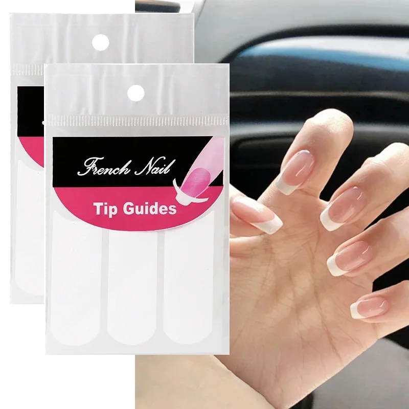 2Pcs French Manicure Nail Wrap Stickers Self-Adhesive Line Guide Tape Fringe Tip Stencils DIY Nail Art Decor Templates Salon DIY