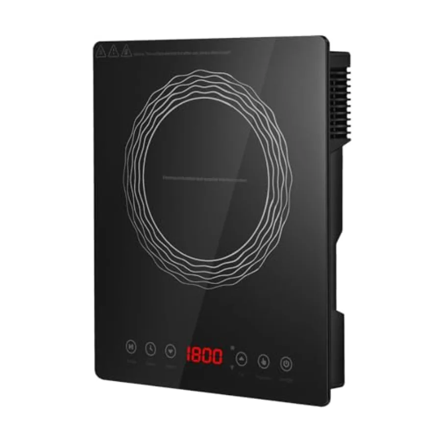 

Portable induction cooktop burner for kitchen use black tempered glass 1800W high power with precise LCD sensor control and 4-h