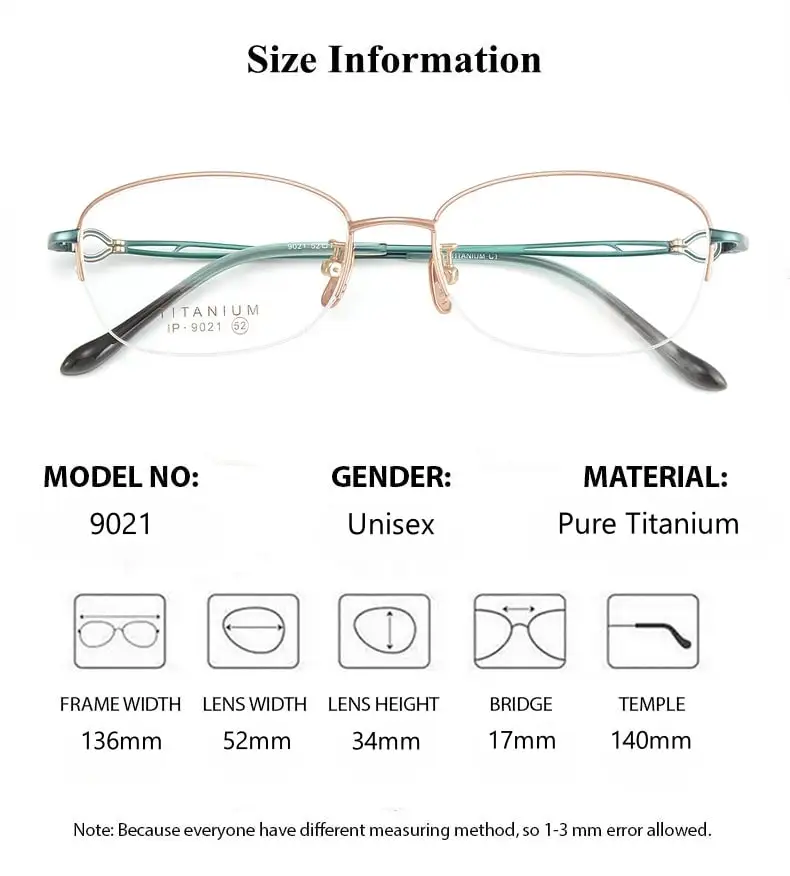 Damen Titan-Brillen Elegantes Leichtes Reintitan Modisches Design Optische Gläser Ultraleichte Luxus-Brillengestelle für Frauen – Detail 1
