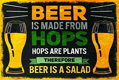 

Beer and Salad 12x16 Inch Vintage Retro Decor Metal Tin Sign