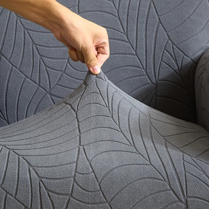 1pc Leaves Jacquard Square Ottoman Cover Elastic Soft Footrest Slipcovers Anti-slip Removable Footstool Cover for Home Decor