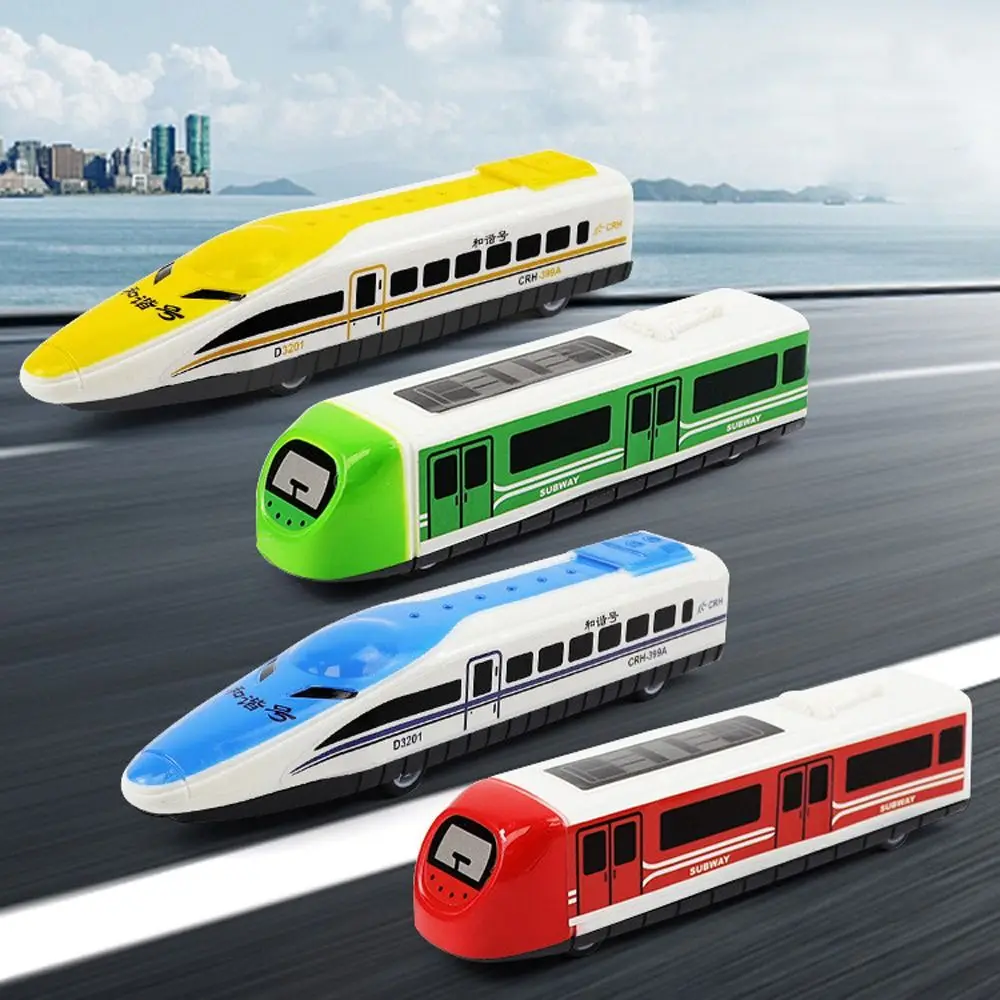 Boys Girls High-speed Pull Back Train Educational Colorful Train Simulation Model Plastic Vehicle Train Model Toy Desktop Decor