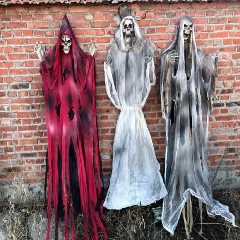 

1.8M 2025 Halloween Ghost Head Prop Room Escape Decoration Ghost House Bar Layout Horror Skeleton Big Hanging Ghost