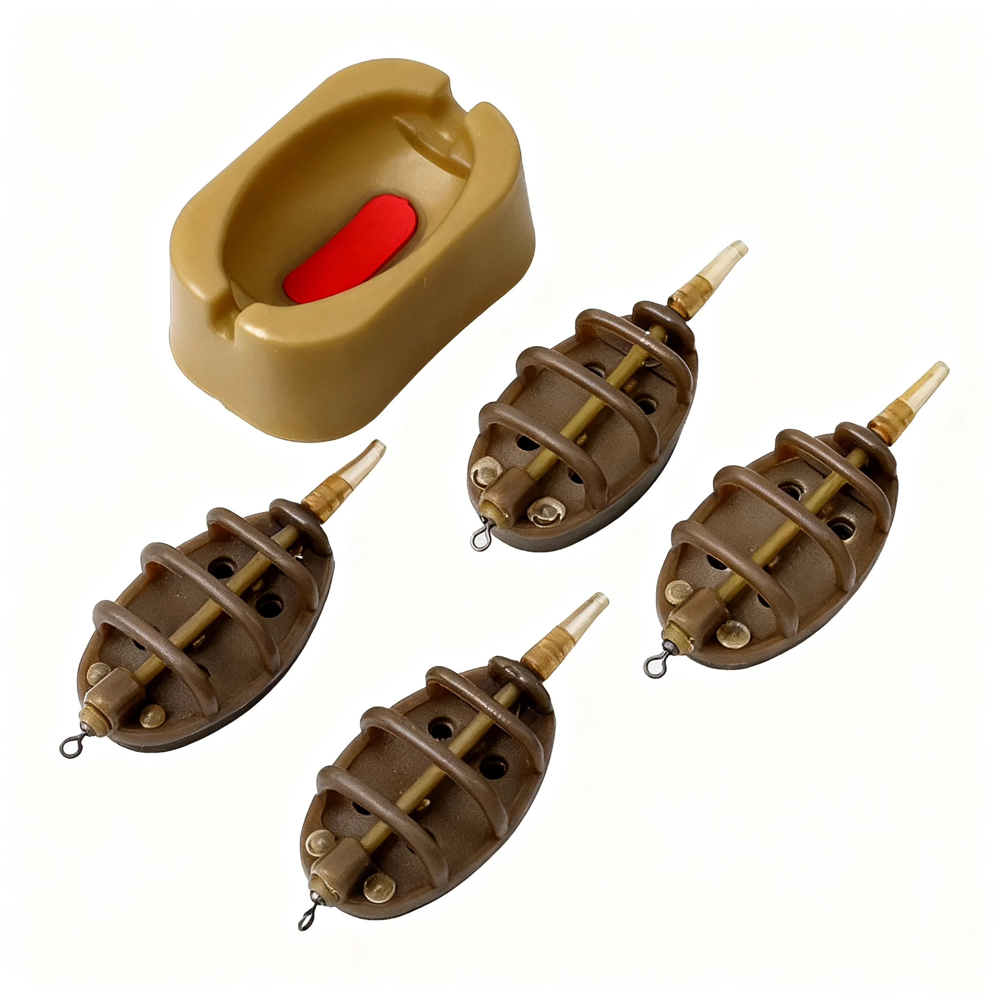 5pcs/Set Portable Inline Method Feeders Mould Bait Thrower Bait Plumb Set Bait Holder Tool for Freshwater Fishing Accurate Bait